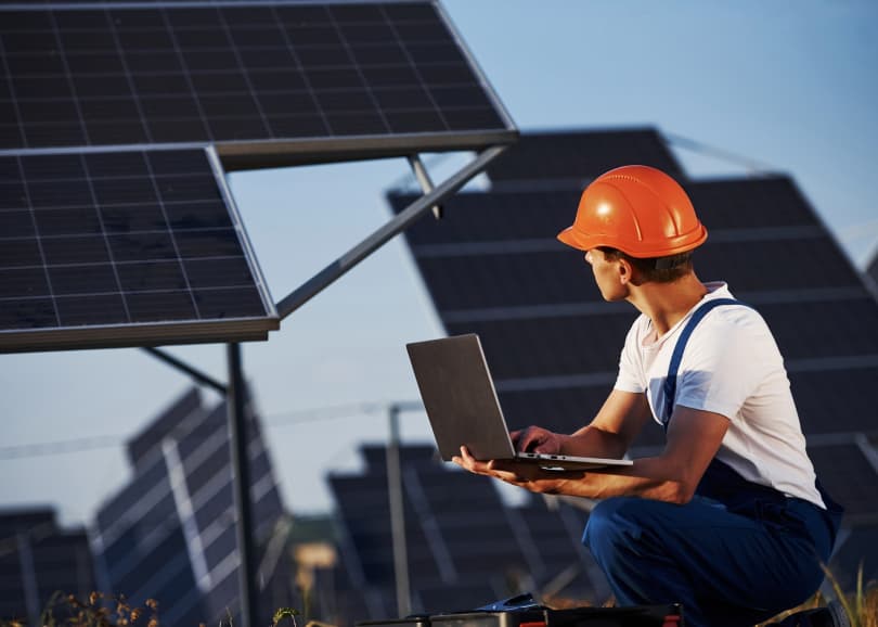 PV modules close up showing solar cells”