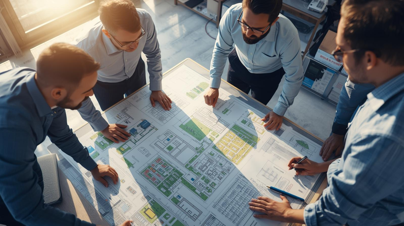 Engineers reviewing zero revision solar permit package drawings for faster AHJ approval