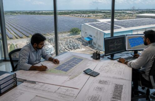 Indian solar EPC engineers managing multiple solar project designs and engineering drawings as India’s solar market expands.